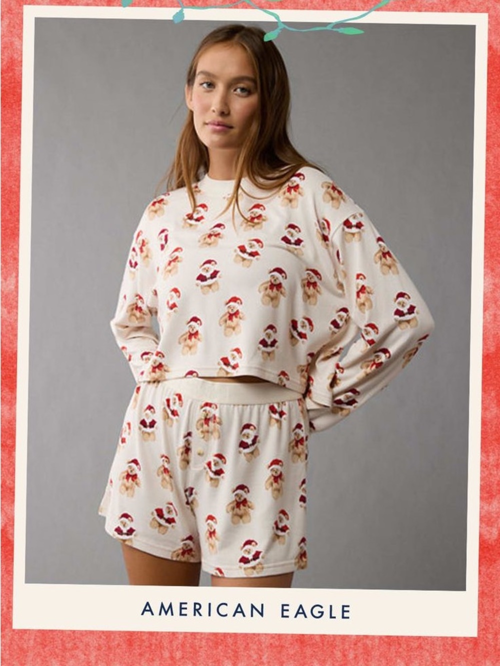 AE Holiday Teddy Bear Plush PJ Set